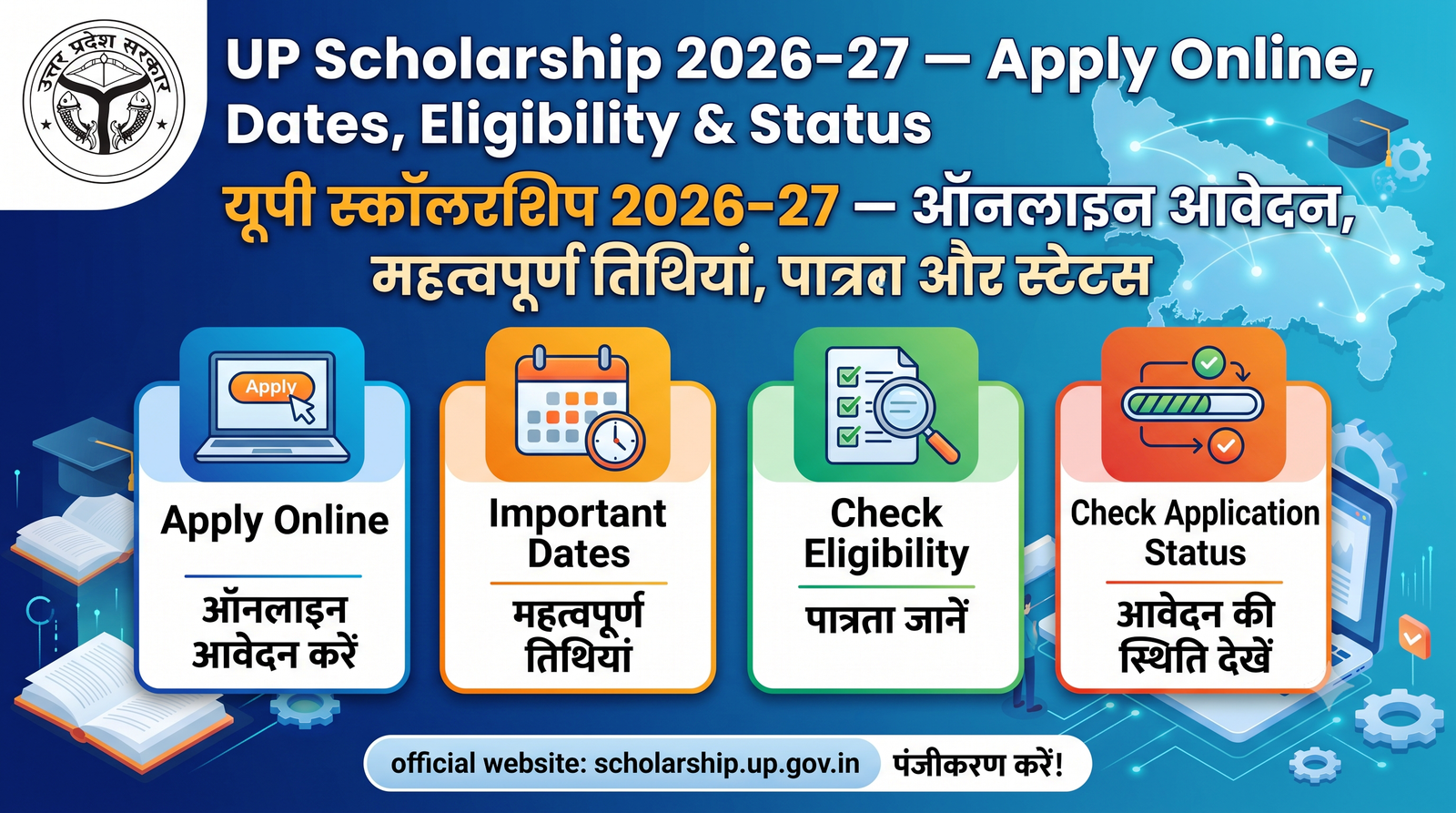 UP Scholarship 2026-27 — Apply Online, Dates, Eligibility & Status